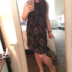 Navy blue and gold velvet cocktail dress